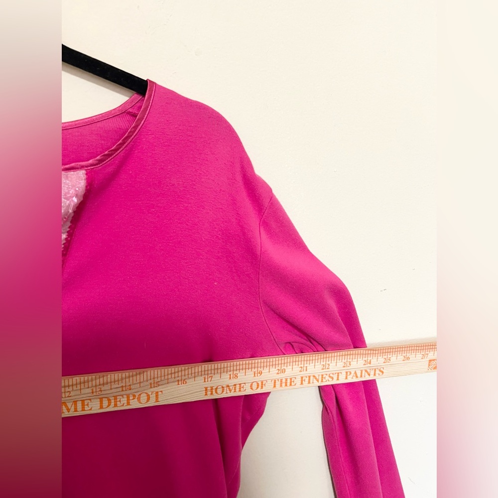 The Limited Y2K Top L Mesh Floral Sequin Neck Satin Trim Pink Barbie Preppy - Picture 6 of 8